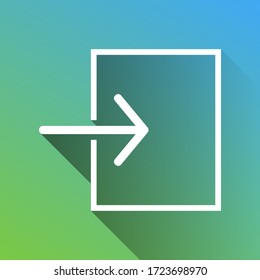Input sign. White Icon with gray dropped limitless shadow on green to blue background. Illustration.