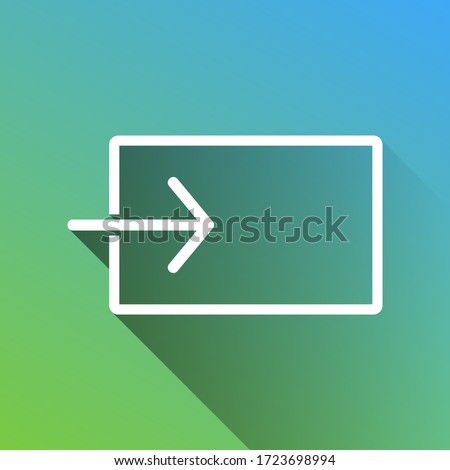 Input sign. White Icon with gray dropped limitless shadow on green to blue background. Illustration.