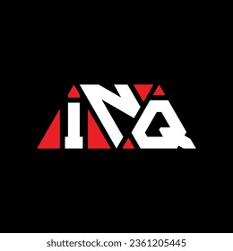 INQ triangle letter logo design with triangle shape. INQ triangle logo design monogram. INQ triangle vector logo template with red color. INQ triangular logo Simple, Elegant, and Luxurious design.
