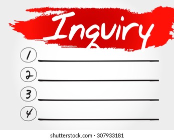 Inquiry blank list, business concept