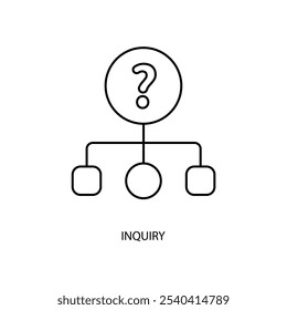 Icono de línea de concepto de consulta. Ilustración de elemento simple. diseño de símbolo de contorno de concepto de investigación.