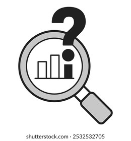 Abfrage- und Datenanalysesymbol. Fragenbasiertes Problemlösungssymbol - Vektorgrafik für Technik- und Datenkonzepte