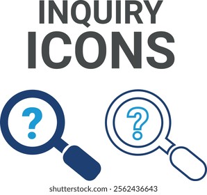 Inquiry icons. Contains customer satisfaction, assistance, experience, feedback, operator and technical support icons. Solid icon collection.