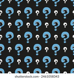 Inquiry Infinity Blue and White Questions on Black can be use for background and apparel design