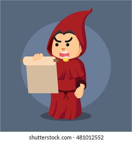 inquisitor holding scroll illustration design