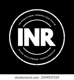 INR International Normalized Ratio - measures the time for the blood to clot, acronym text stamp concept background