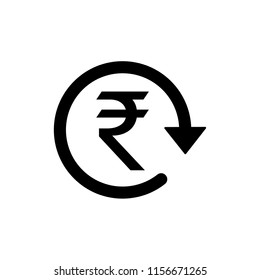INR Symbol circled by arrow, Indian Rupee, Money flow, Exchange, Circulation, Vector illustration