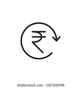 INR Symbol circled by arrow, Indian Rupee, Money flow, Exchange, Circulation