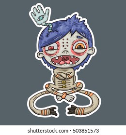 insane boy cartoon illustration for print and web