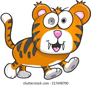 Insane Crazy Tiger Vector Illustration Art