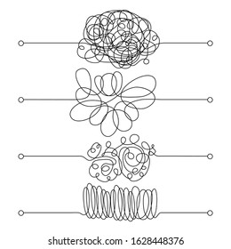 Insane Messy Sign Black Thin Line Set Different Type. Vector illustration of Way with Round Element