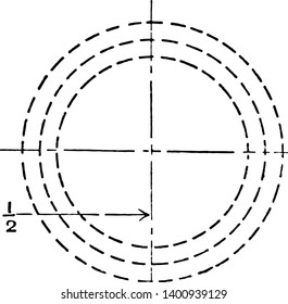 Inscribed Circle with Smaller Circles at Tangent Points Both Sides of the Large Circle Mechanical Drawing Exercise is first divided into quarters is given the perimeter and the ratio of the sides
