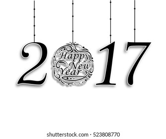 The inscription 2017. Wishing Happy New Year. Christmas vector illustration