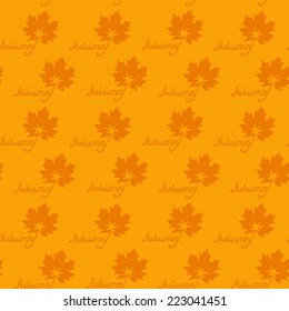 inscription autumn and maple leaf seamless pattern
