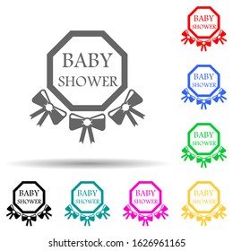 inscription baby shower multi color style icon. Simple glyph, flat vector of baby icons for ui and ux, website or mobile application