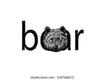 Inscription bear. And bear head
