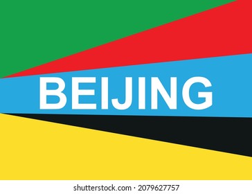 The inscription Beijing on a colored background. Illustration.