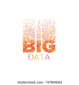 Inscription BIG DATA Analysis of Information. Machine learning algorithms. Minimalistic Infographics Design. science and technology background. Vector Illustration.