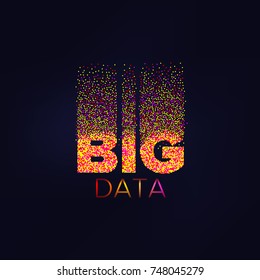 Inscription BIG DATA Analysis of Information. Machine learning algorithms. Minimalistic Infographics Design. science and technology background. Vector Illustration.