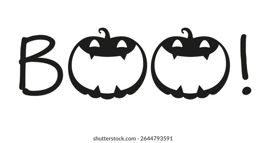 Inscription Boo with a halloween pumpkins. Vector illustration isolated on a white background
