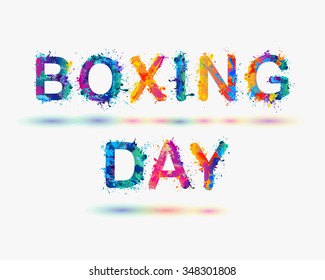 Happy Boxing Day Messages, Wishes, Quotes, And Images 72 Inscription "BOXING DAY". Rainbow splash paint