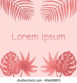 With inscription card in tropical style. Vector.