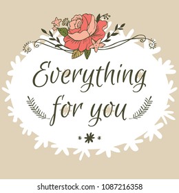 
Inscription in a circle floral frame vector illustration hand drawing elements