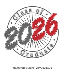 Inscription Class of 2025 stylized as an impression of a seal or stamp. Simple Style