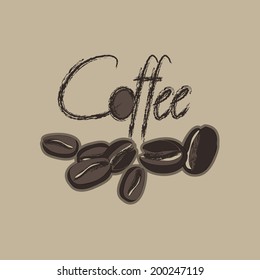The inscription coffee and coffee beans