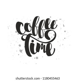 The inscription coffee time with the elements. Calligraphy for greeting cards, banners .