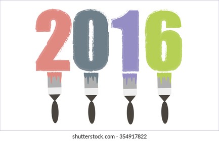inscription colored brushes 2016 vector 