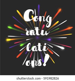 Inscription - Congratulations. Lettering design. Handwritten typography. Vector