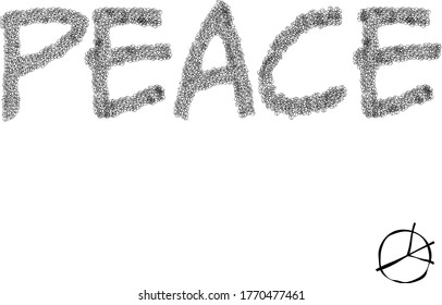 The inscription consists of small Peace symbols