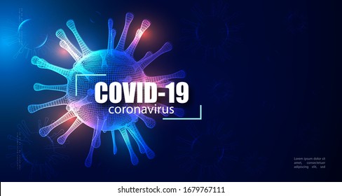 Inscription Coronavirus COVID-19 on dark background. Novel Coronavirus COVID-19.