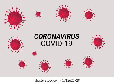 Inscription coronavirus with models of COVID-19 isolated on white background.