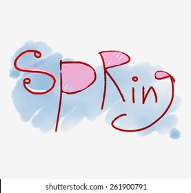 inscription crayons - Spring. vector illustration, an example of the banner.