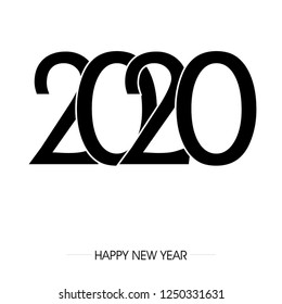 inscription curved font 2020 on the background. Graphic sign design with the words Happy New Year. Vector illustration