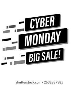Inscription: "Cyber Monday, big sale". Day of Big Sales. Vector illustration, white background.