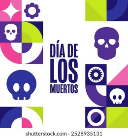 Inscription Day of the Dead in Spanish. Dia de los Muertos holiday concept. Template for background, banner, card, poster with text inscription. Vector EPS10 illustration