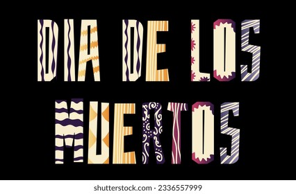 The inscription Dia de los muertos which translates as Day of the Ddad on a black Vector phone, flat style. can be used for promoting Day of the Dead events, and cultural celebrations