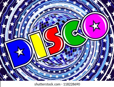 Inscription Disco on the abstract background in vector