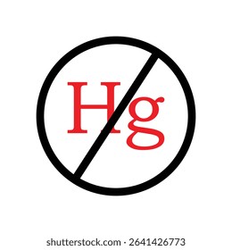The inscription does not contain a mercury sign. Prohibition sign on white background. Vector Illustration . EPS 10 .