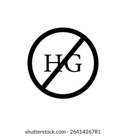 The inscription does not contain a mercury sign. Prohibition sign on white background. Vector Illustration . EPS 10 .