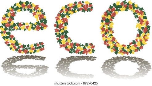 Inscription ECO combined from the fallen down leaves