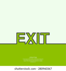 Inscription exit on a green background with shadow.