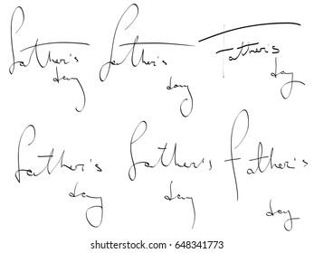 The inscription Fathers day handwritten. Can be used for greeting cards. Congratulations on his father's day. 