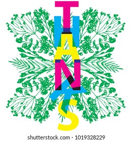 The inscription with flowers in the style of CMYK with gratitude. A good choice for posters, leaflets, websites and postcards in a modern style. Vector illustration