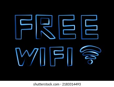 The inscription free Wi-Fi with a neon effect.