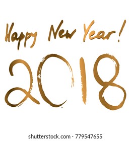 inscription golden paint happy new year 2018