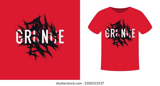 The inscription grunge. The pattern on the clothes. Print on the T-shirt. Modern fashion illustration. A vector graphic image. A template for placing an illustration on clothes.
